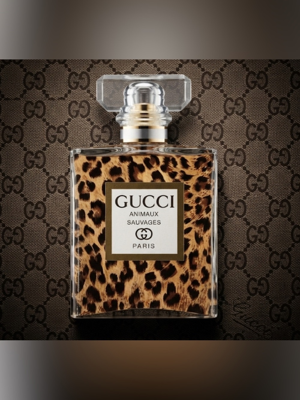 New Gucci designer leopard print perfume bottle shelf art piece